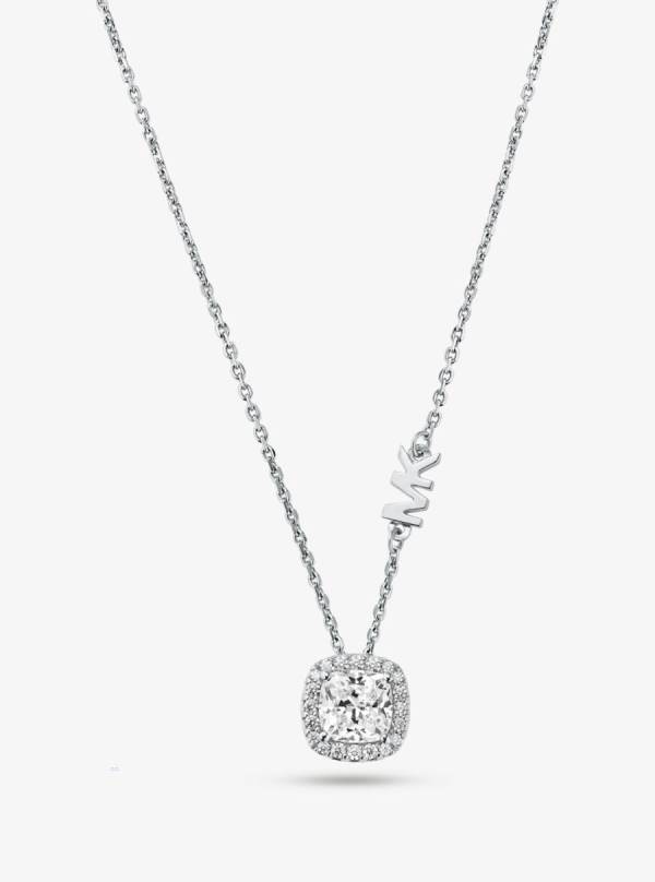 Damske Náhrdelník Michael Kors Sterling Silver Pavé Halo Strieborne - Šperky Michael Kors Slevy | MIJNT-7659